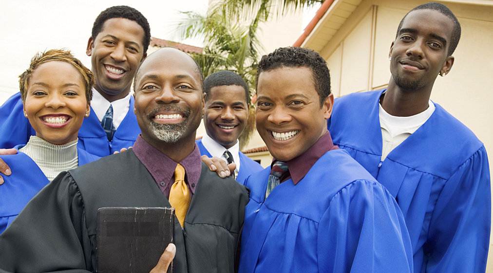 preacher and choir in church