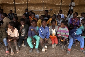 group of children eating